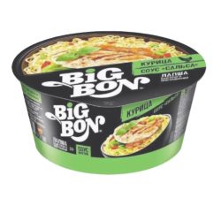 Лапша BIG BON В ЧАШКЕ с вкусом курицы и соусом сальса, 85 гр
