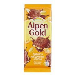 Шоколад ALPEN GOLD арахис и хлопья 85 гр